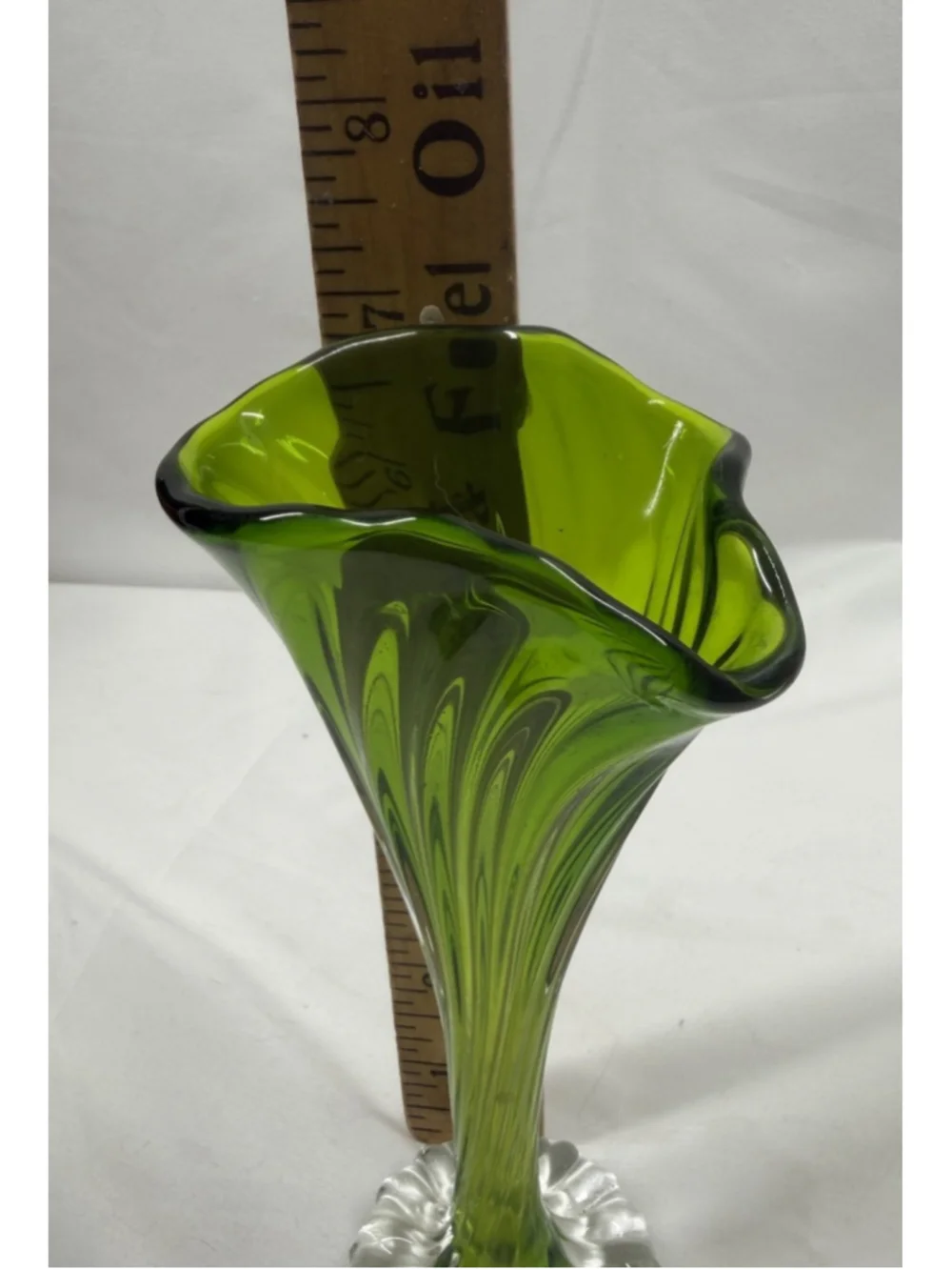 Vintage Handblown Green Glass Vase